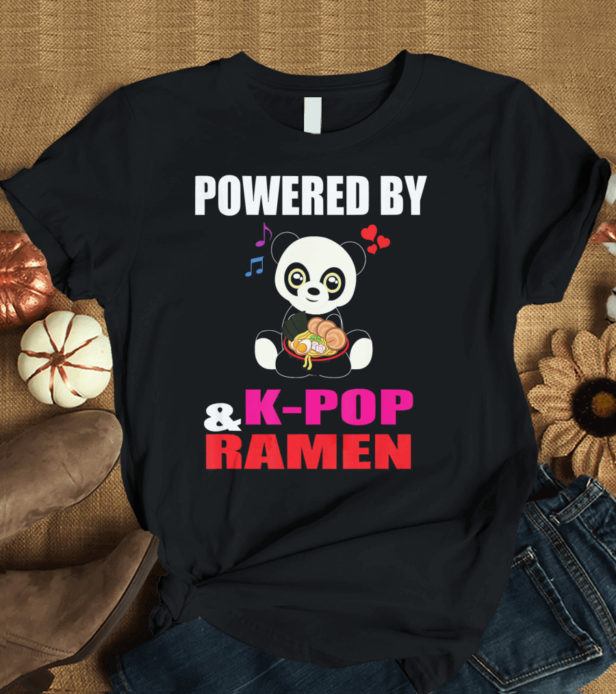 Powered by K-Pop Ramen Panda Music T-Shirt