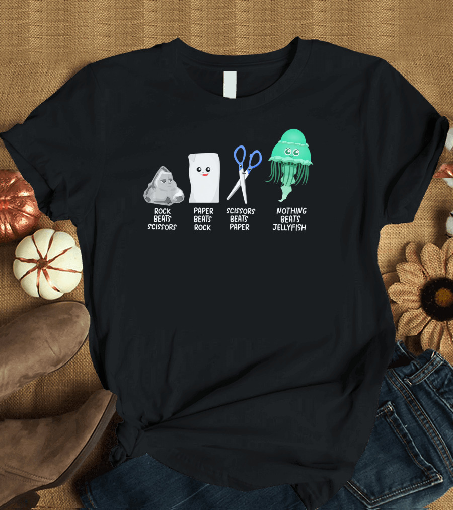 Kids Rock Paper Scissors Nothing Beats Jellyfish Dre T-Shirt