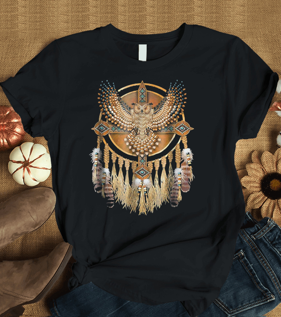 Native American Owl Feather Dreamcatcher T-Shirt