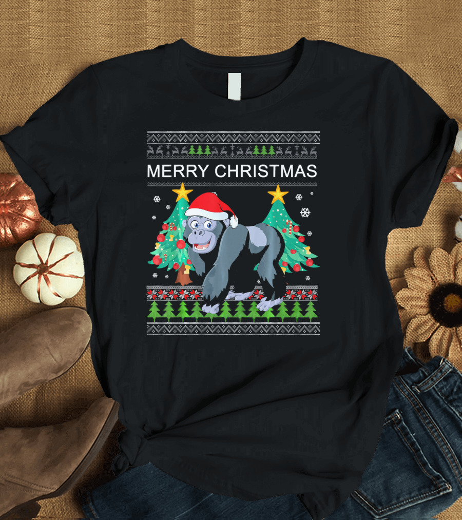 Merry Christmas Gorilla Funny Ugly Christmas T-Shirt