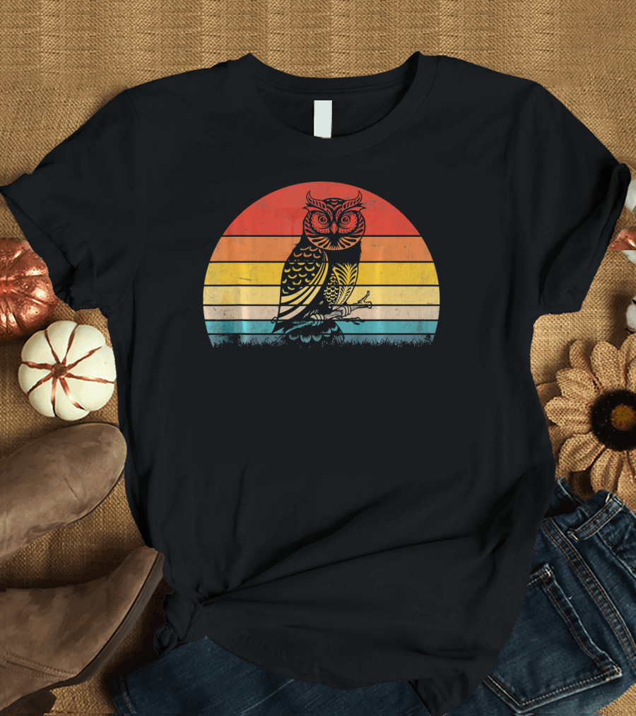 OWL Vintage Sunset Aesthetic for Adults T-Shirt