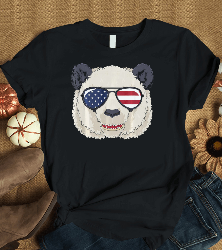 Panda 4th Of July Merica Sunglasses Patriotic Celebrations T-Shirt