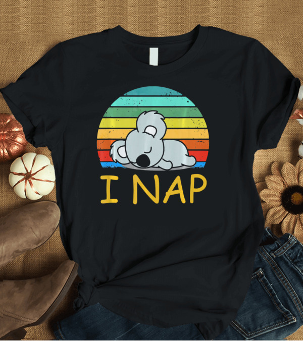 T-Shirt: Nope Funny Lazy Koala I Nap Retro Rainbow Stripes T-Shirt Nope Funny Lazy Koala I Nap Retro Rainbow Stripes T-Shirt