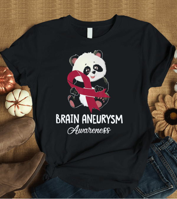 T-Shirt: Panda Brain Aneurysm Awareness Burgundy T-Shirt Panda Brain Aneurysm Awareness Burgundy T-Shirt
