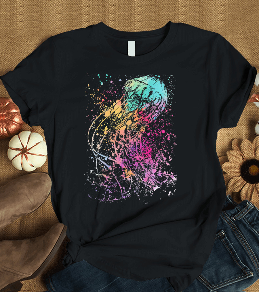 Watercolor Burst Jellyfish Spectrum T-Shirt