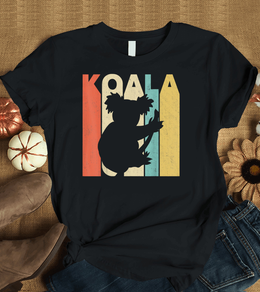 Vintage Retro Koala Silhouette with Multicolor Background T-Shirt