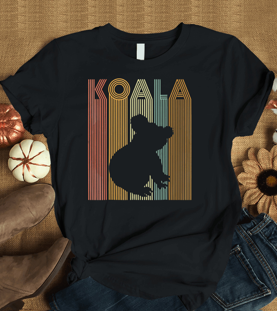 Vintage Koala Retro Silhouette Stripes T-Shirt