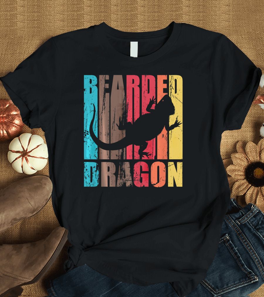 Bearded Dragon Vintage Silhouette Retro Colors T-Shirt