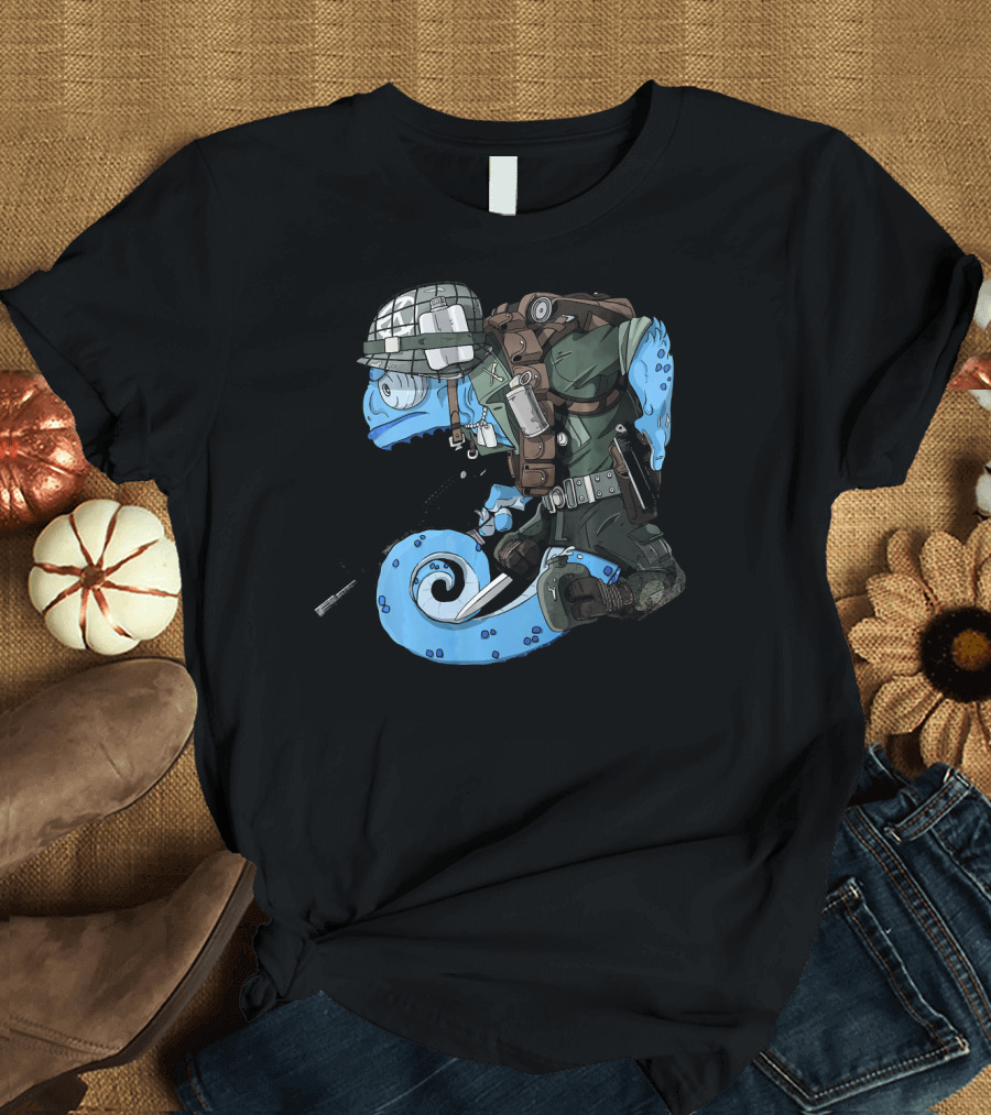Chameleon Legion Vietnam Camouflage GI Soldier in Green Uniform and Helmet T-Shirt
