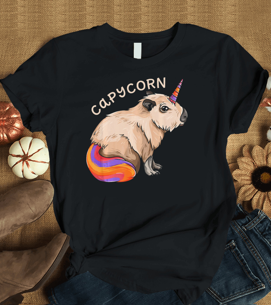 Capycorn Capybara Unicorn Cute Kawaii Rainbow Horn T-Shirt