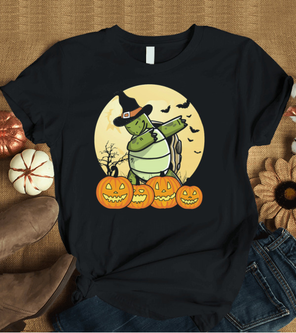 T-Shirt: Dabbing Tortoise Halloween Witch Hat Pumpkins Funny Pet Dance T-Shirt Dabbing Tortoise Halloween Witch Hat Pumpkins Funny Pet Dance T-Shirt
