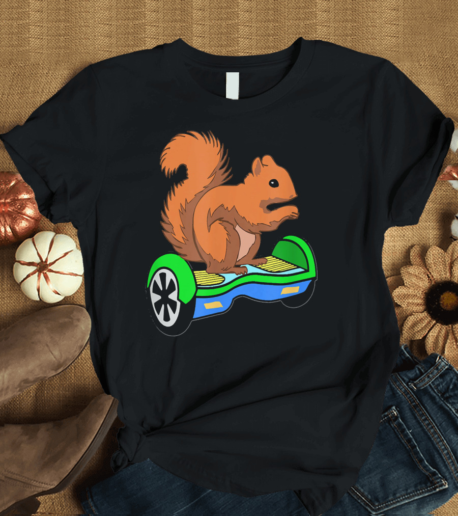 Cute Squirrel Riding Hoverboard Electric Scooter T-Shirt