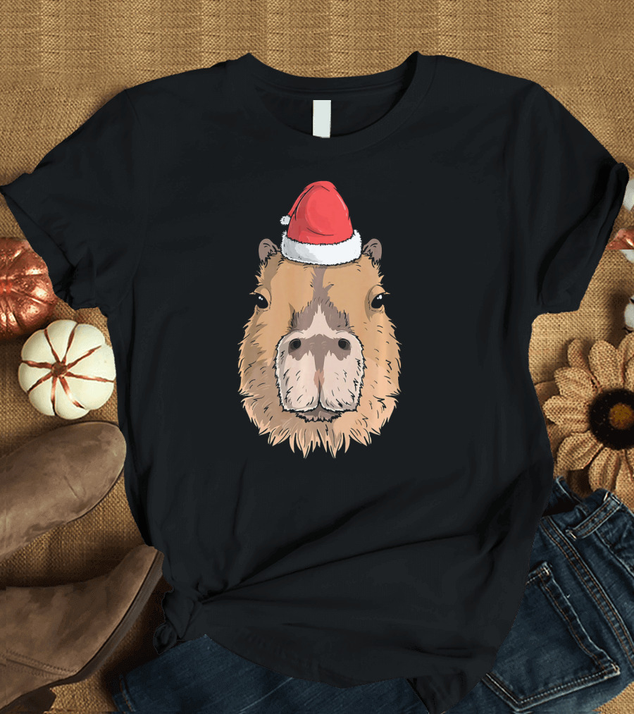 Capybara Santa Hat Christmas X Mas T-Shirt