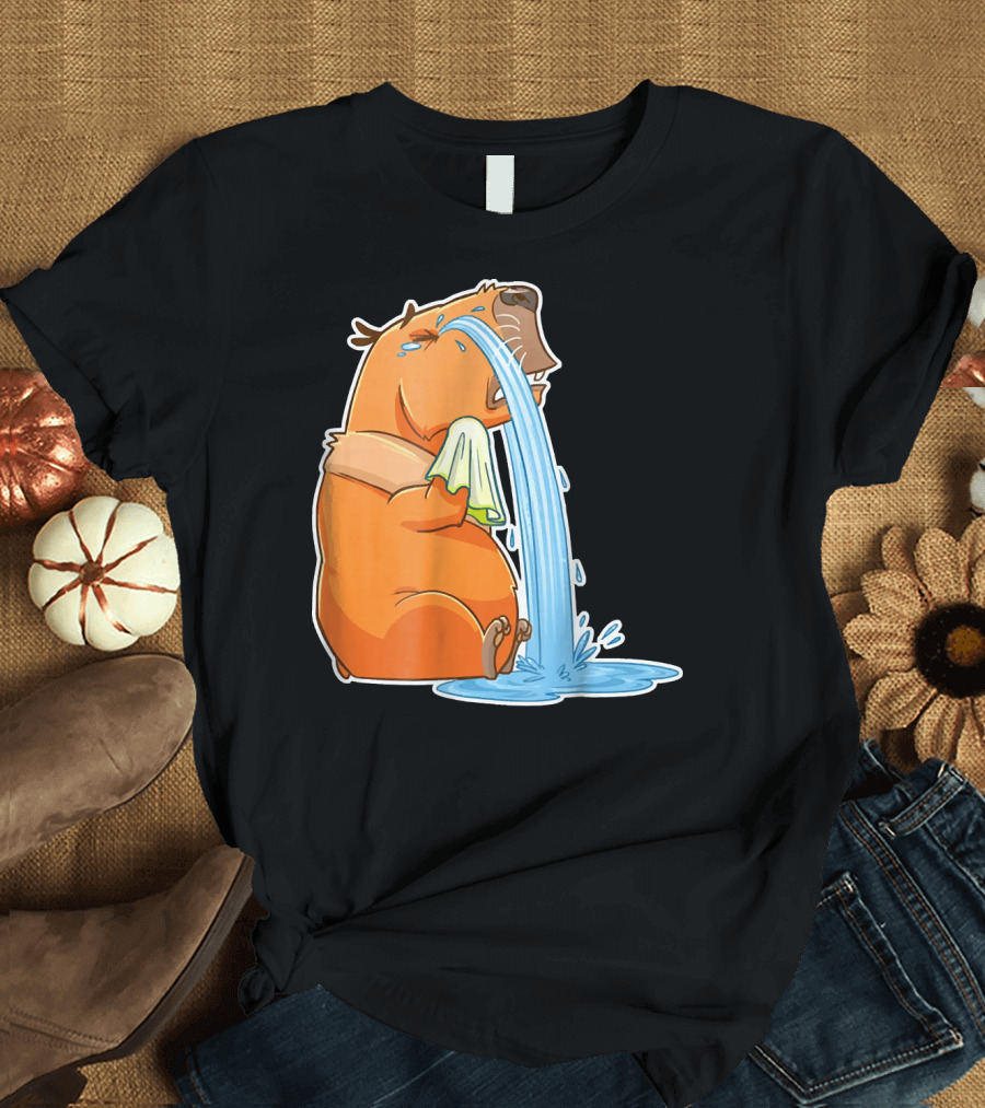 Capybara Crying Cute Guinea Puddle of Tears T-Shirt
