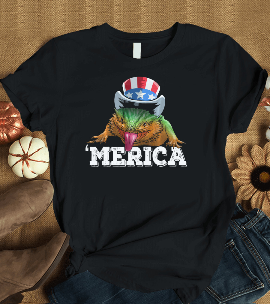 Merica Bearded Dragon 4th Of July Patriotic Hat T-Shirt