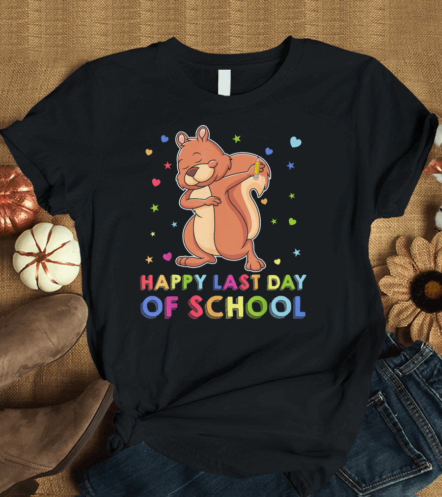 Dabbing Squirrel Happy Last Day of School T-Shirt