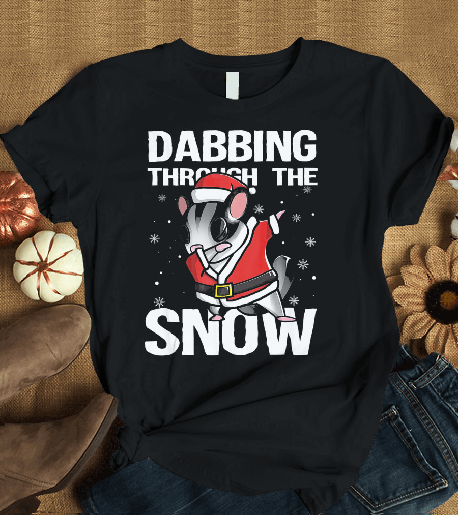 Dabbing Through the Snow Christmas Dabbing Sugar Glider Santa Cla T-Shirt
