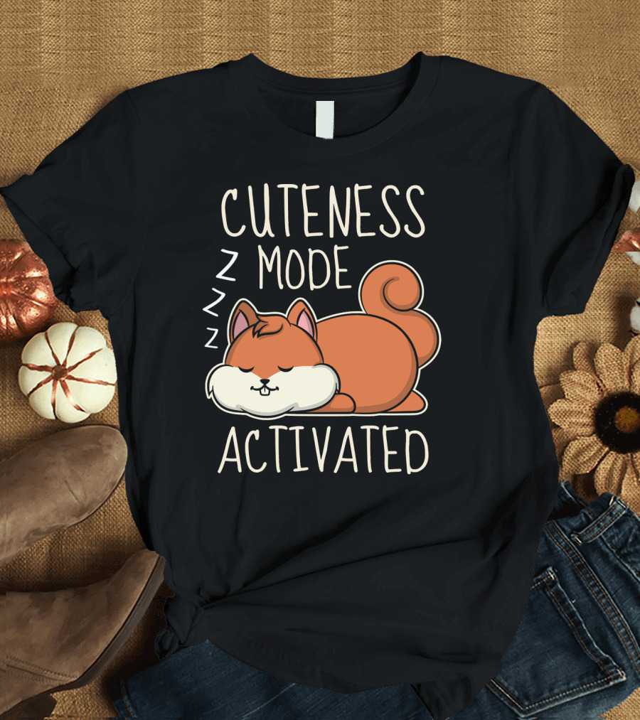 Cuteness Mode Activated Sleeping Squirrel Drawing ZZZ T-Shirt