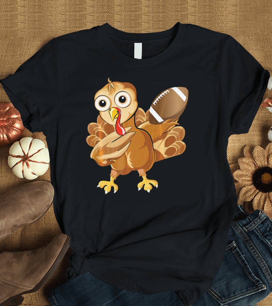 Football Turkey Cartoon with Football T-Shirt