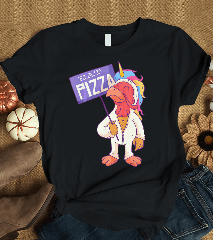 Eat Pizza Funny Thanksgiving Turkey Unicorn T-Shirt