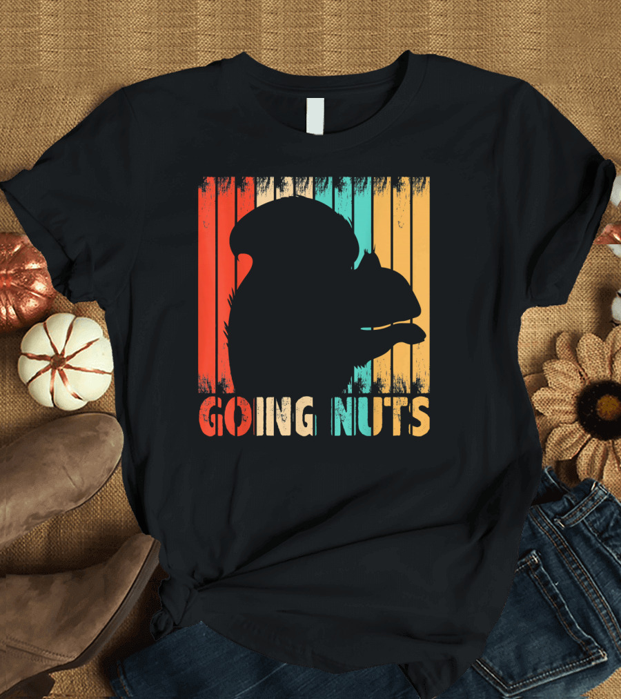 Going Nuts Squirrel Retro Stripes T-Shirt