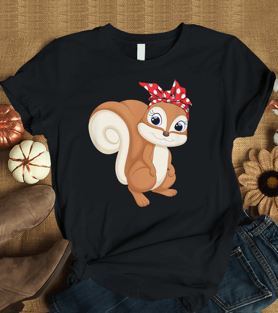 Funny Squirrel Mom with Red Bandana Mother T-Shirt