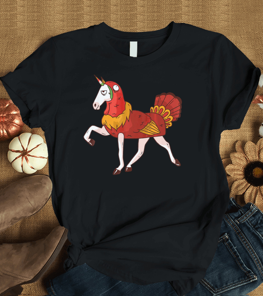 Funny Turkey Unicorn Costume Transformation T-Shirt