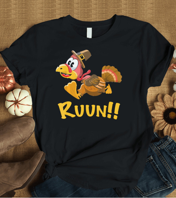 T-Shirt: Running Thanksgiving Turkey Ruun Family Fun T-Shirt Running Thanksgiving Turkey Ruun Family Fun T-Shirt