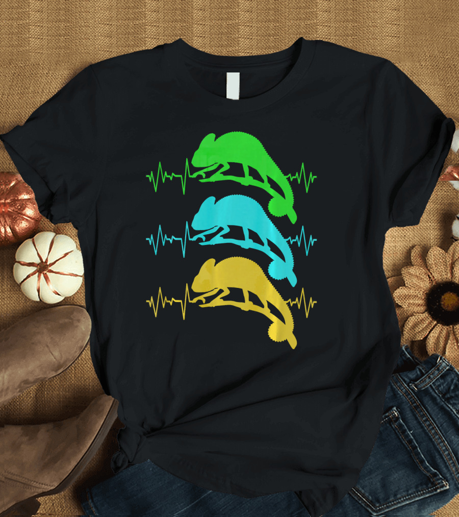 Heartbeat Chameleon Colorful Vibrant Pulses T-Shirt