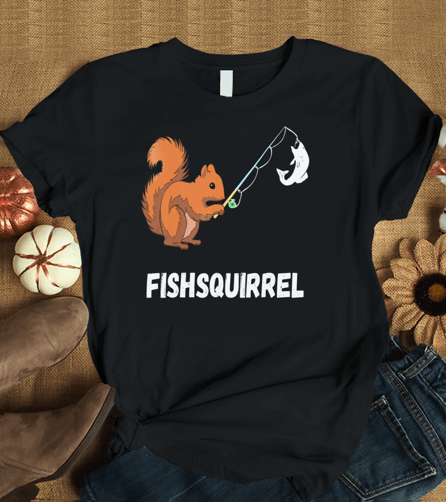 FishSquirrel Fishing Squirrel Fisherman Spinner Reels T-Shirt