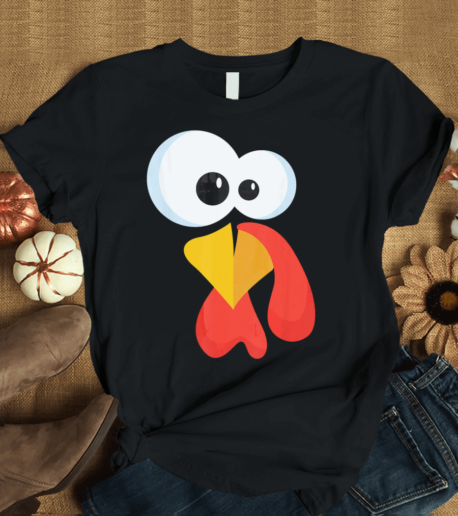 Funny Turkey Face Thanksgiving with Big Googly Eyes T-Shirt