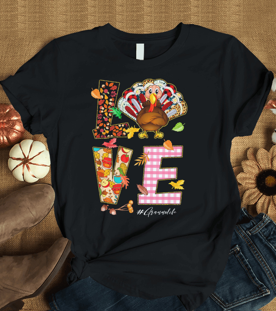 Love Gramms Life Turkey Autumn Leopard T-Shirt