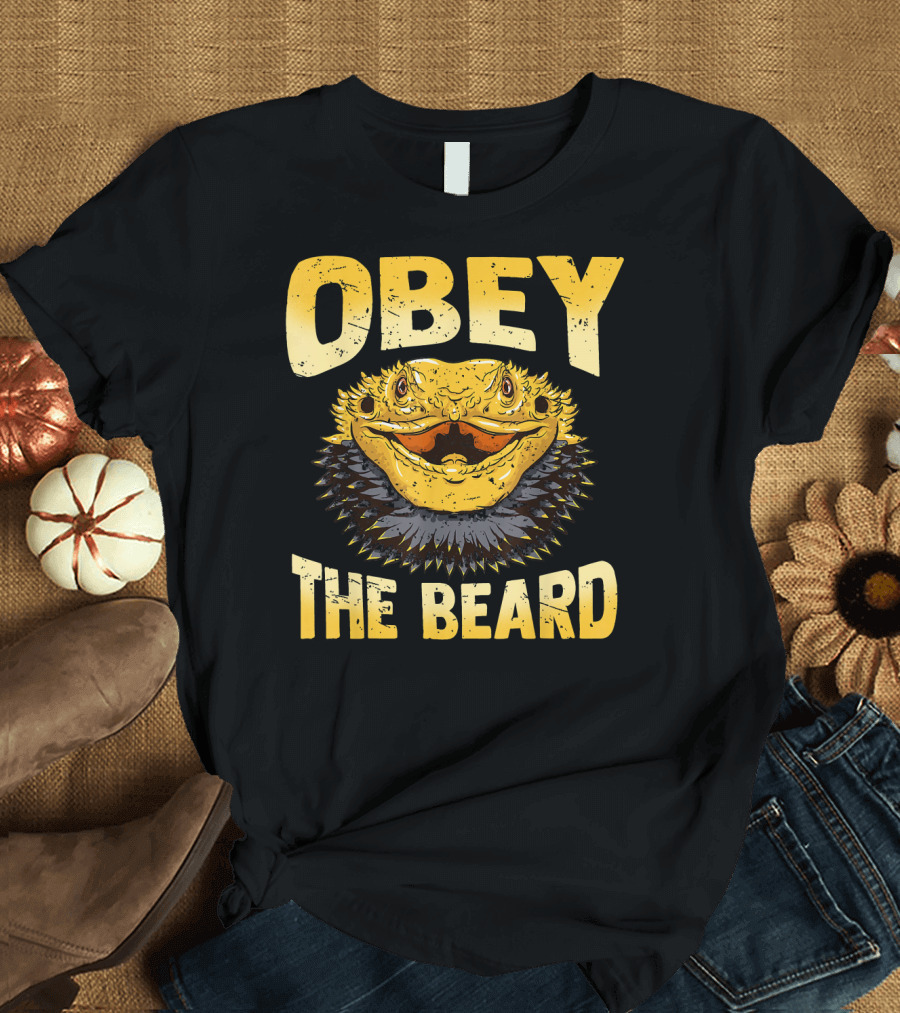 Obey The Beard Funny Beardie Bearded Dragon T-Shirt