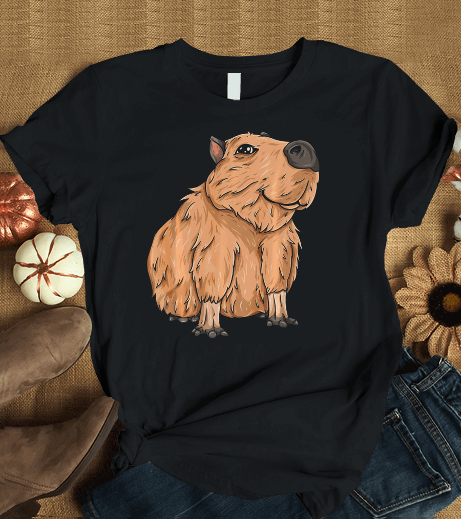 Kawaii Cute Sitting Capybara Rodent T-Shirt