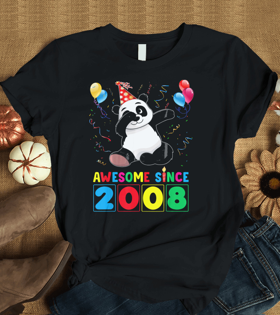 Awesome Since 2008 Panda Dabbing 11 Years Old Birthday T-Shirt