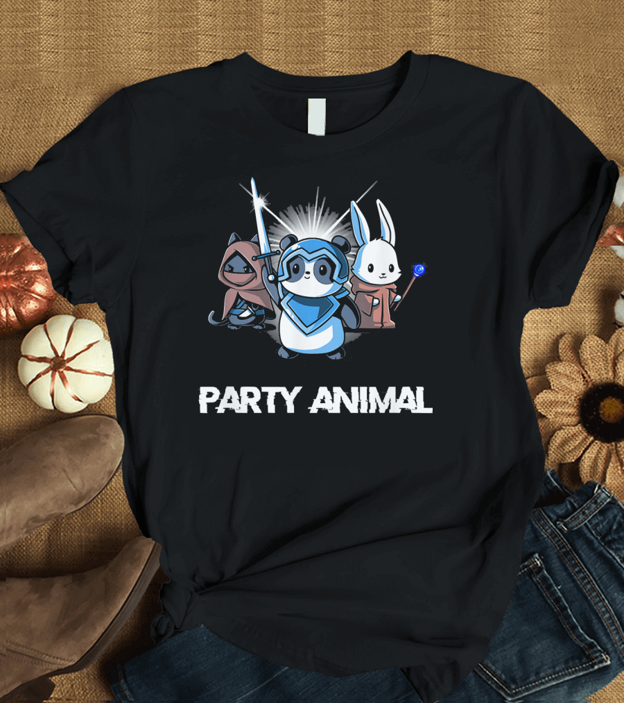 Party Animal Funny Panda Warrior Rabbit Mage Cat T-Shirt