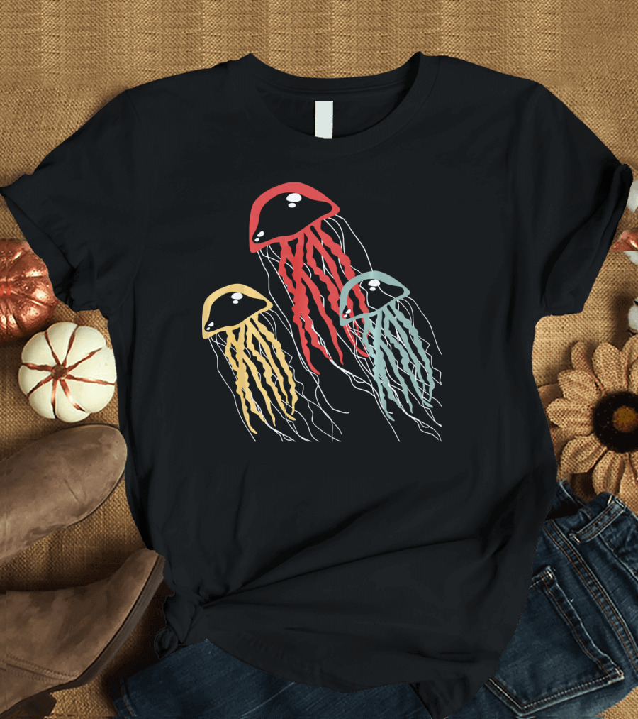 Retro Jellyfish Colorful Trio T-Shirt