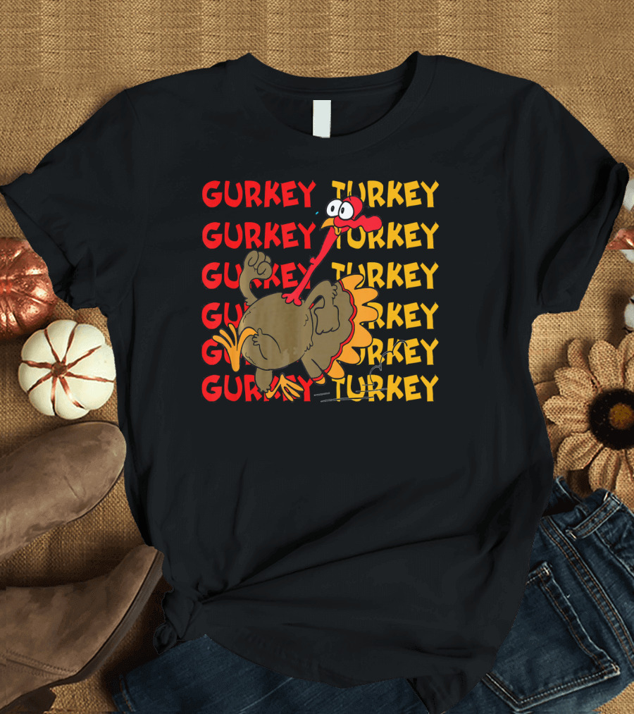 Gurkey Turkey Cartoon Character with Repeated T-Shirt