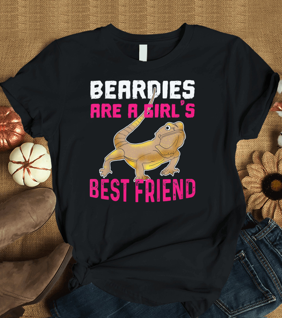 Beardies Are a Girl's Best Friend Kids Funny Bearded Dragon Lizard T-Shirt