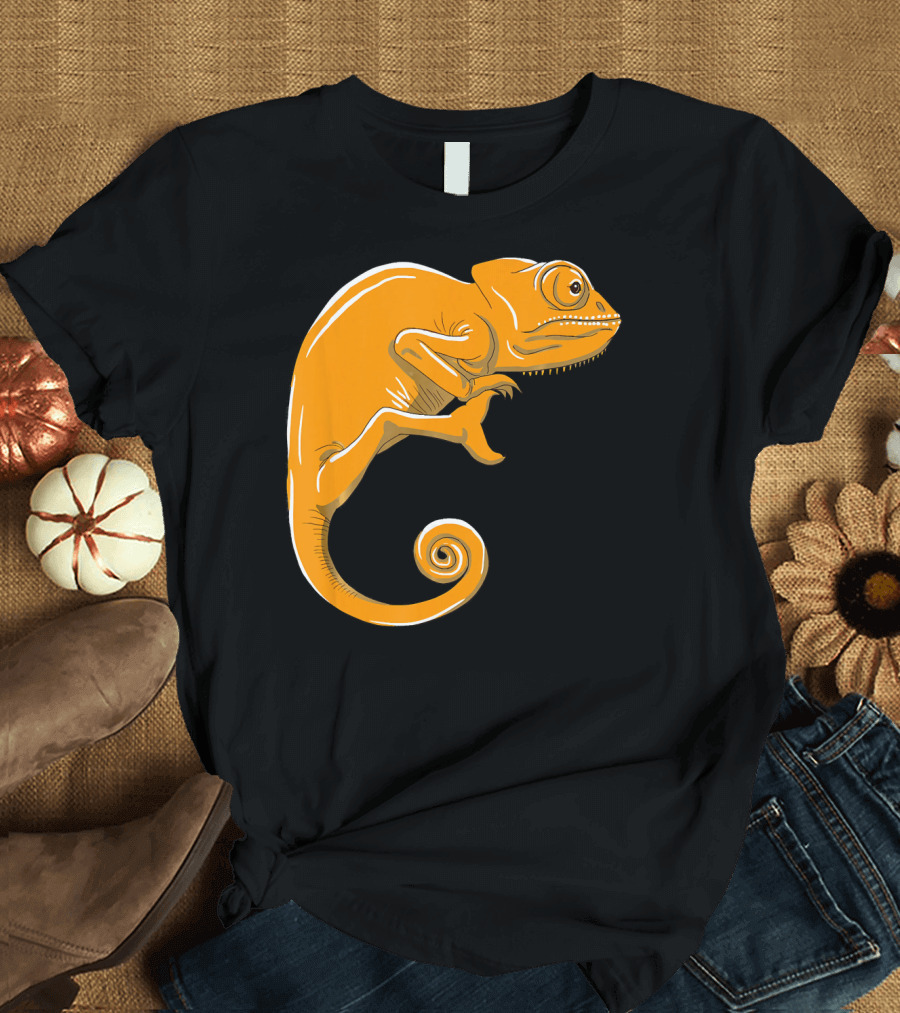 Orange Chameleon Cute Camouflage Lizard Premium Quality T-Shirt