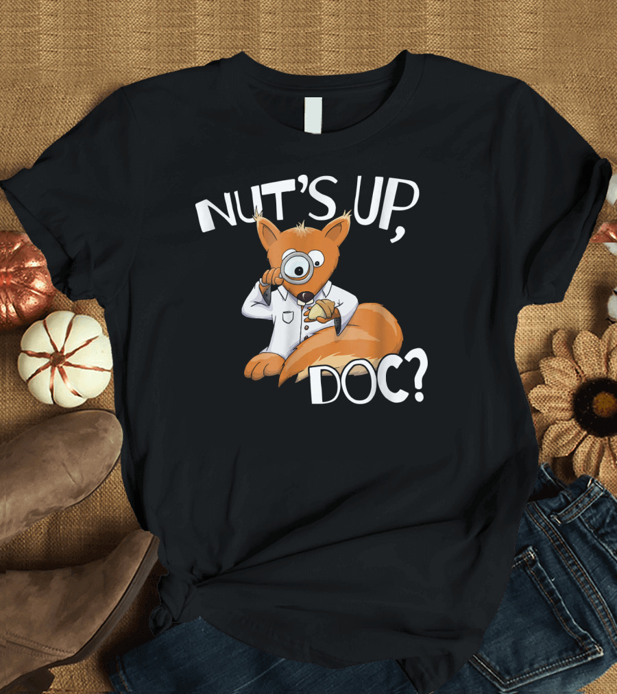 NUT'S UP DOC Squirrel Allergic To Nuts Magnifying Glass T-Shirt