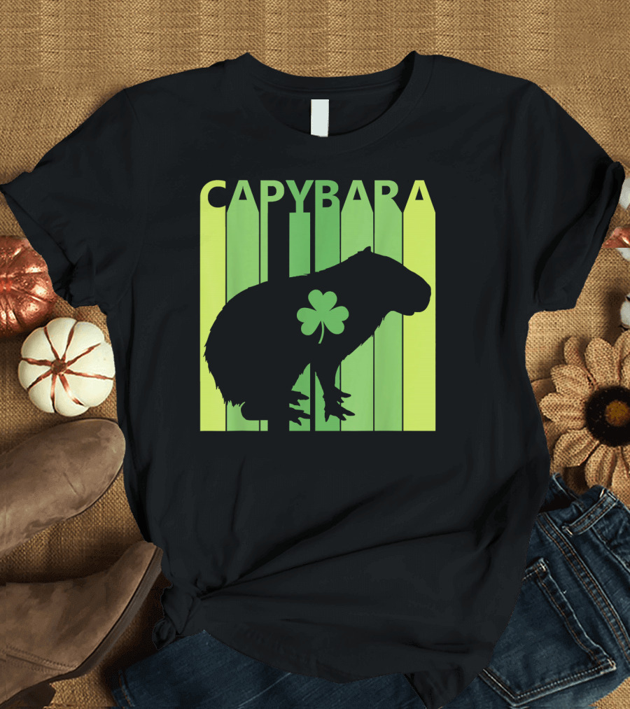 Capybara Clover Silhouette Green Luck T-Shirt