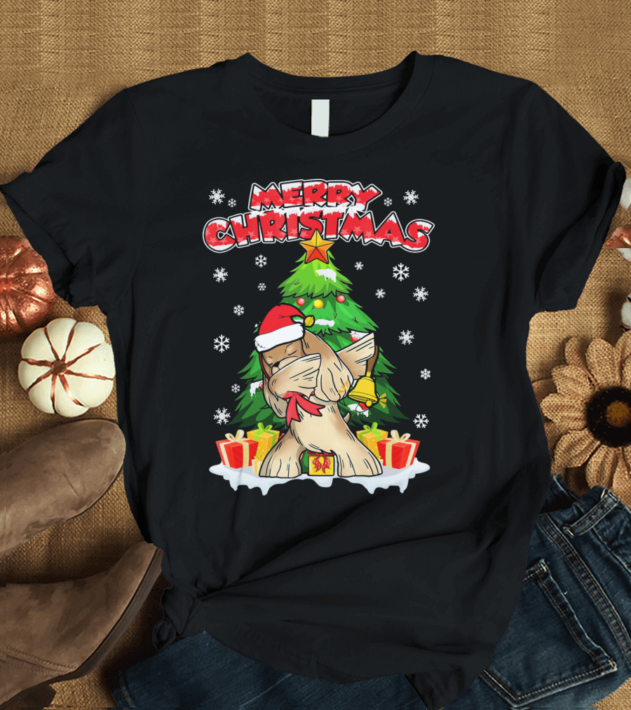 Merry Christmas Funny Dabbing Cocker Spaniel with Tree and Gifts T-Shirt