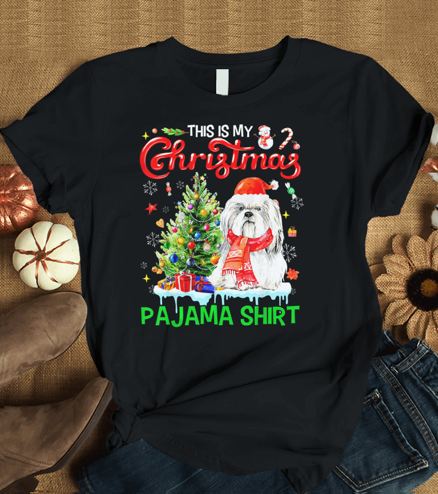 This Is My Christmas Pajama Shirt Shih Tzu Dog T-Shirt