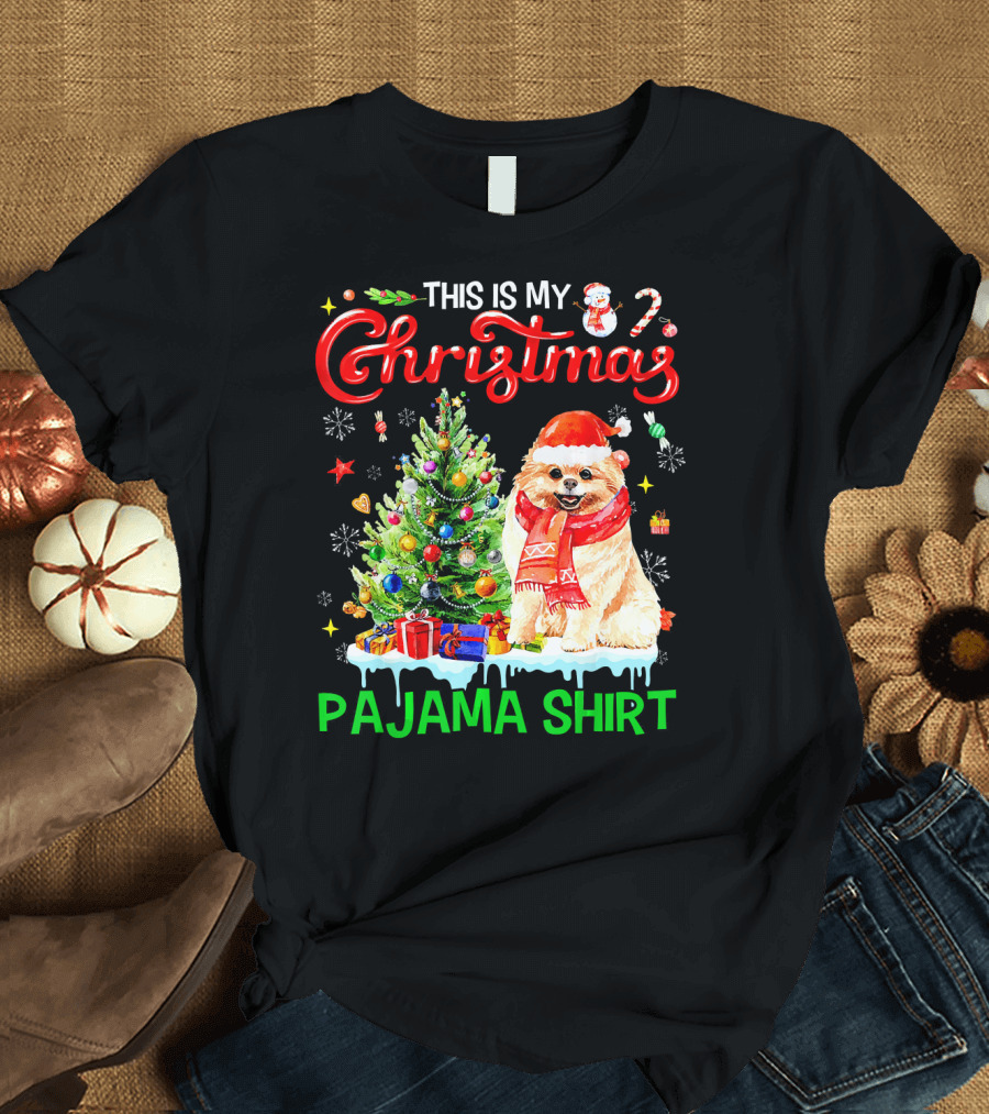 This Is My Christmas Pajama Shirt Pomeranian Dog T-Shirt