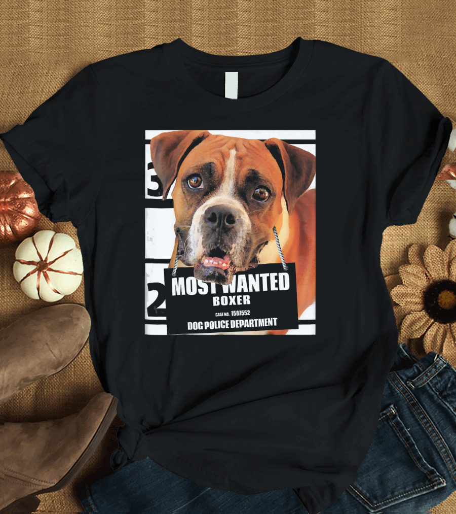Most Wanted Boxer Dog Case No. 1561552 Dog Police Department T-Shirt