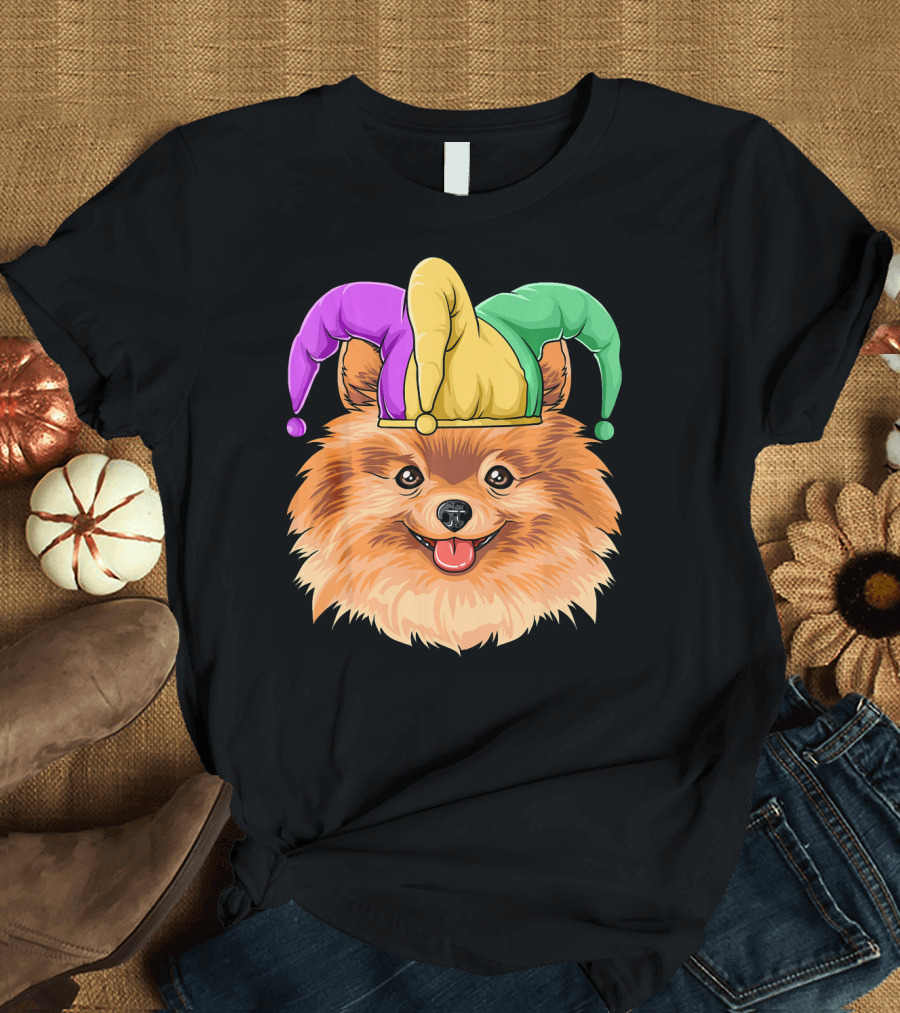 Mardi Gras Pomeranian Jester Hat Carnival Pomer T-Shirt