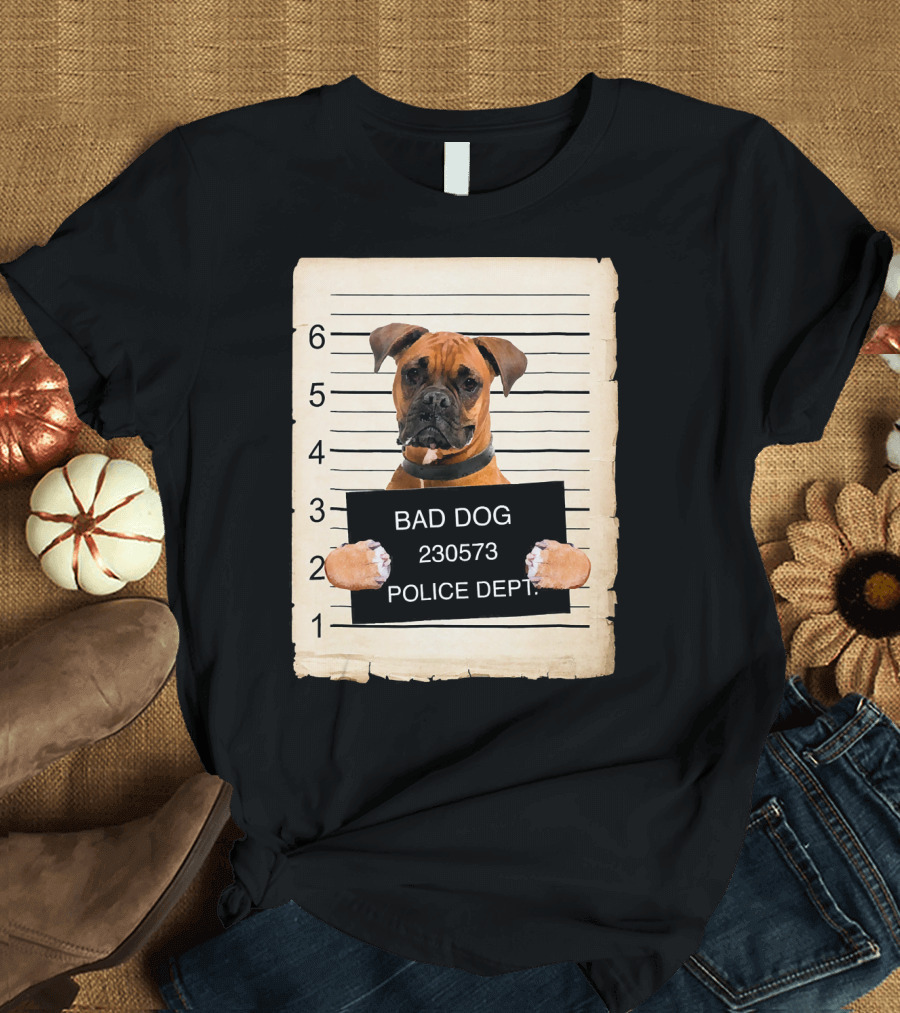 Bad Dog Boxer Police Dept Mugshot 230573 T-Shirt
