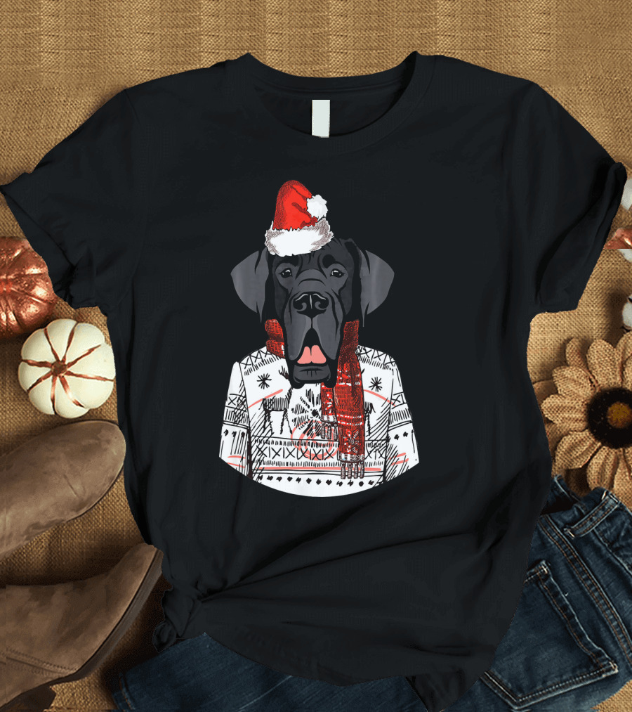 Great Dane Dog Santa Funny Christmas T-Shirt