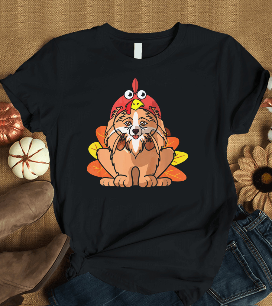 Funny Pomeranian Thanksgiving Dog Mom Turkey Leaves T-Shirt